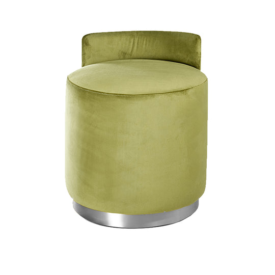 CASSINI OTTOMAN - OLIVE/CHROME
