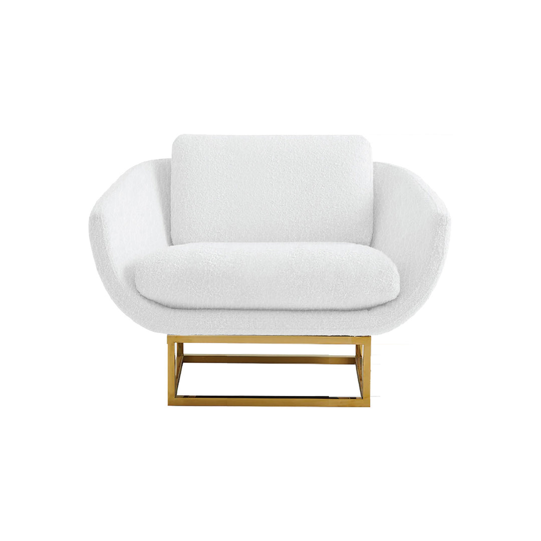 NOVO CHAIR - WHITE LEATHER/GOLD