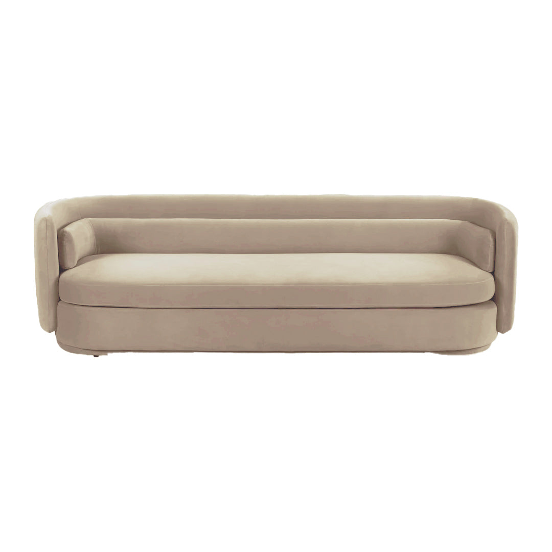 ivory velvet upholstery sofa, featuring deep cushioning and elegant tufted backrest, perfect for luxurious event seating
