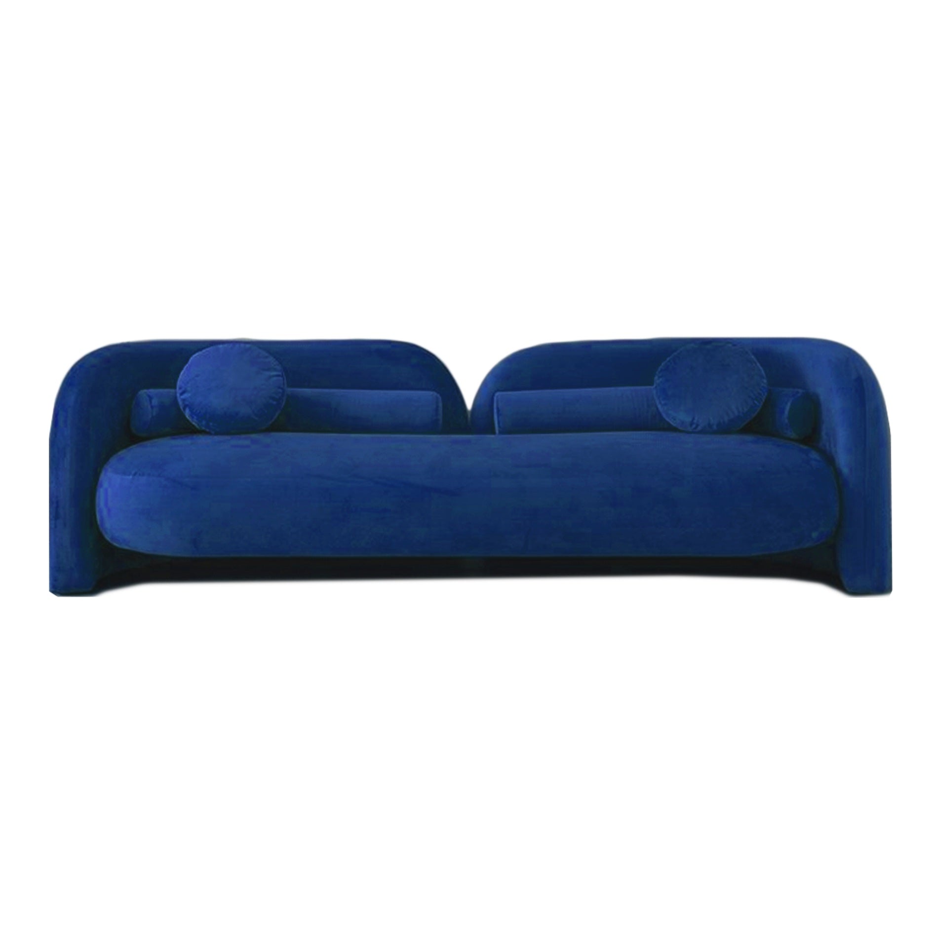 contemporary velvet upholstery sofa in navy blue, featuring deep cushioning and elegant tufted backrest, perfect for luxurious event seating