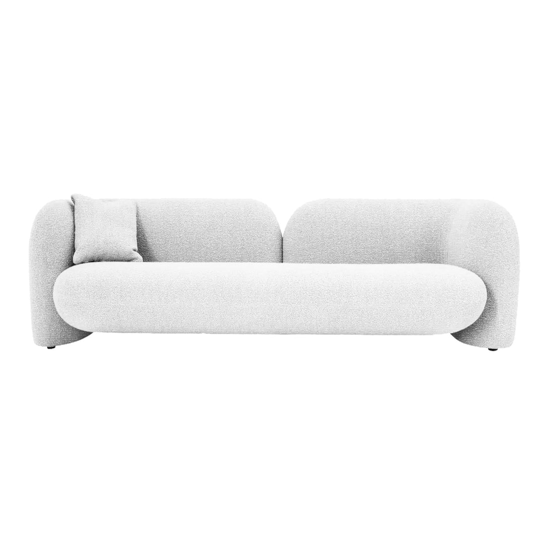contemporary  velvet upholstery sofa in white, featuring deep cushioning and elegant tufted backrest, perfect for luxurious event seating