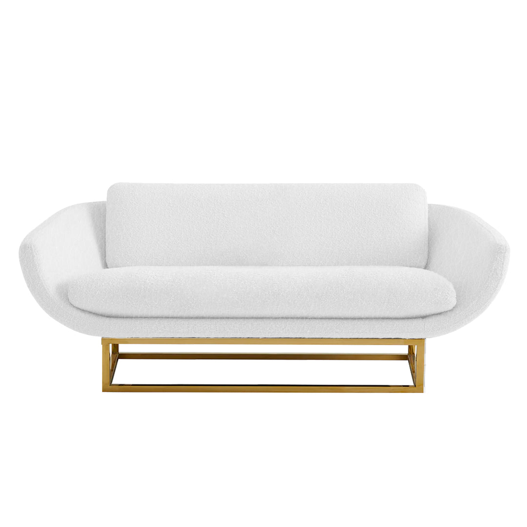 contemporary leather upholstery sofa in white, featuring deep cushioning with sleek metal bases, perfect for luxurious event seating