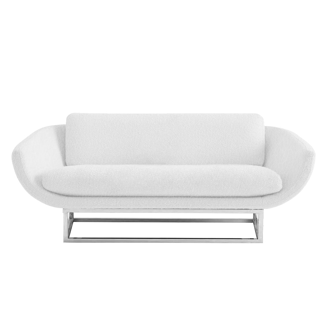 contemporary leather upholstery sofa in white, featuring deep cushioning with sleek metal bases, perfect for luxurious event seating